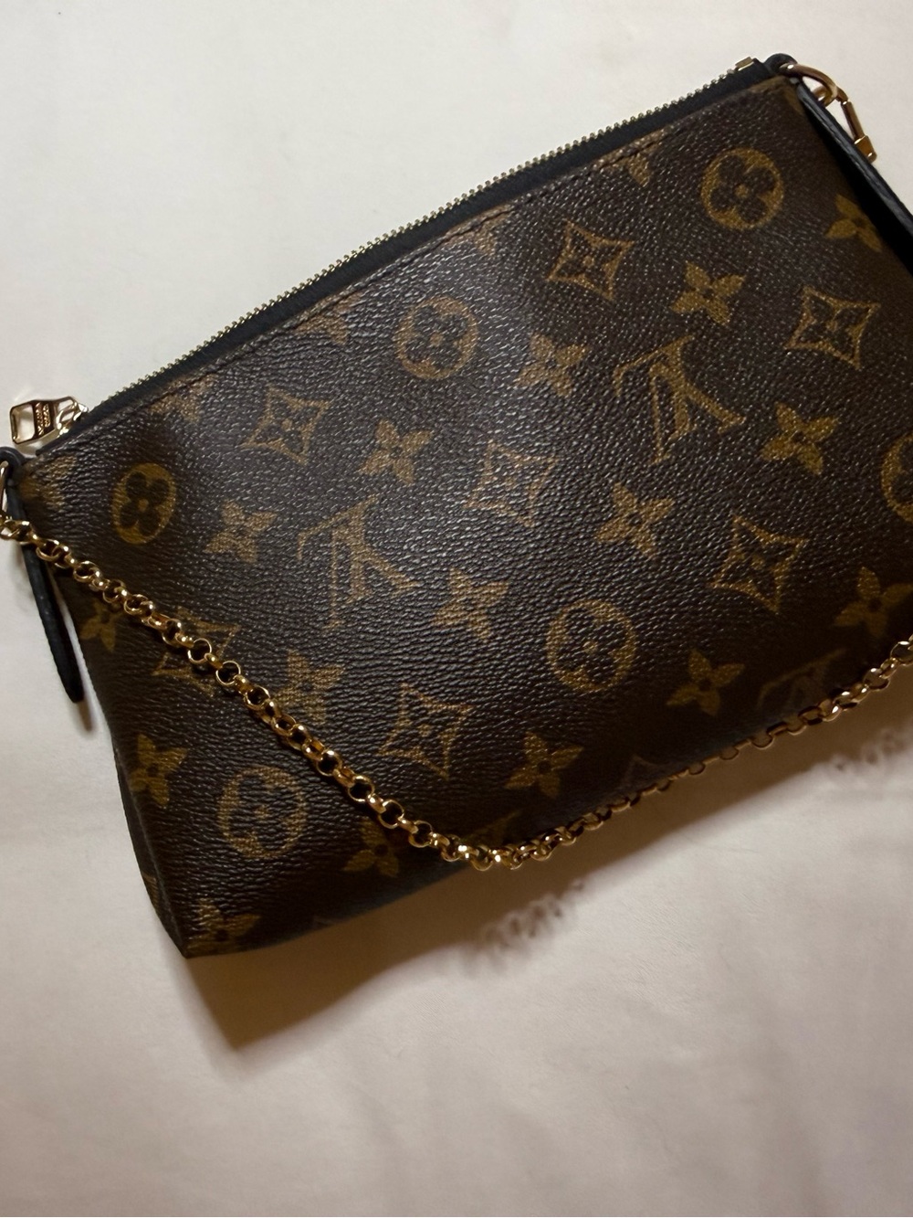 Louis Vuitton Monogram Canvas Chain Wristlet Clutch in Brown - Picture 4 of 4